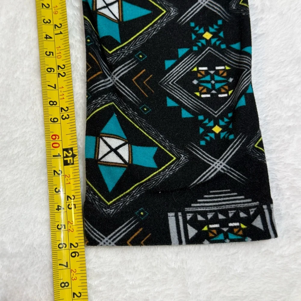Lularoe Leggings OS‎ Black Gray Teal White Aztec Tribal Southwest VTG 2016 Rare
